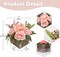 Spring Table Top Decor – 8" Artificial Flower Arrangement in Wooden Vase, Faux Roses, Peonies & Hydrangeas for Table, Living Room & Home Centerpieces (Dusty Pink)